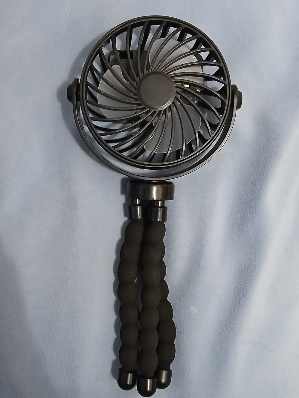 Portable Black Handheld Fan with Flexible 3 Legged Tripod Handle. Like New.